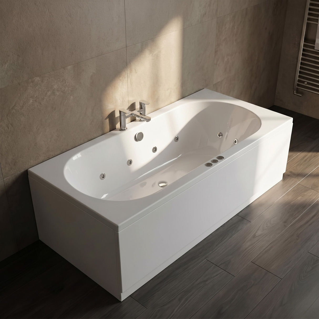 [BBA509-J12] Balterley Round Double Ended Whirlpool Bath, 12 Chrome Jets and Leg Set, Choice of Size