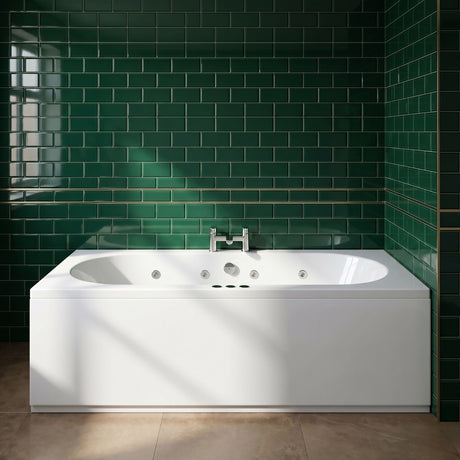 [BBA509-J12] Balterley Round Double Ended Whirlpool Bath, 12 Chrome Jets and Leg Set, Choice of Size - Silo