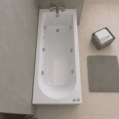 [BBA605-J6] Balterley Round Single Ended Straight Whirlpool Bath, 6 Chrome Jets and Leg Set, Choice of Size
