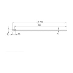 [BBAQ8653] Wetroom 8 Glass Panel 800 Clear - Technical Drawing