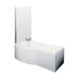 [BBATH07] Balterley 1700 mm Left Hand B Shape Shower Bath Bundle & Tub, Curved 6 mm Safety Glass Screen & Matching Front Panel, Gloss White - Cutout