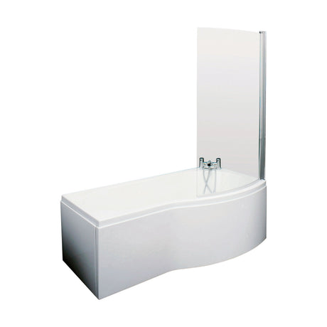 [BBATH08] B Bath Set: B Shaped Shower Bath Tub, Front Panel and Chrome B Bath Screen - Choice of Size - Cutout