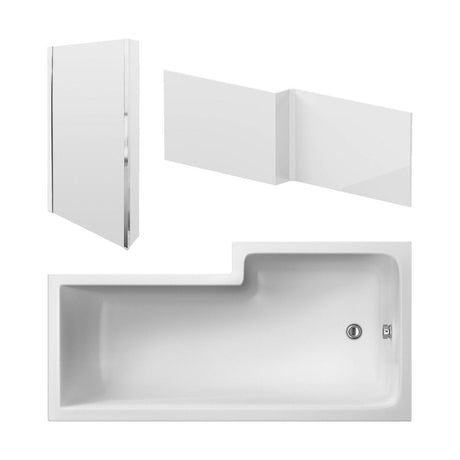 [BBATH13] Balterley L Shaped Square Shower Bath with Front Panel and Bath Shower Screen, Choice of Orientation and Size - Cutout