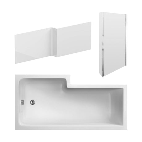 [BBATH16] Balterley L Shaped Square Shower Bath with Front Panel and Bath Shower Screen, Choice of Orientation and Size - Cutout