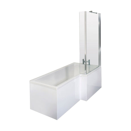 [BBATH29] Balterley 1500 mm Right Hand L Shape Shower Bath Bundle & Tub, Curved 6 mm Safety Glass Screen & Matching Front Panel, Gloss White - Cutout
