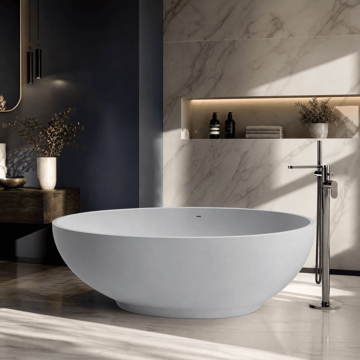 [BBB062PG] Rodsley Contemporary Oval Freestanding Bath, 1645 x 845mm, Choice of Colour - Lifestyle 3