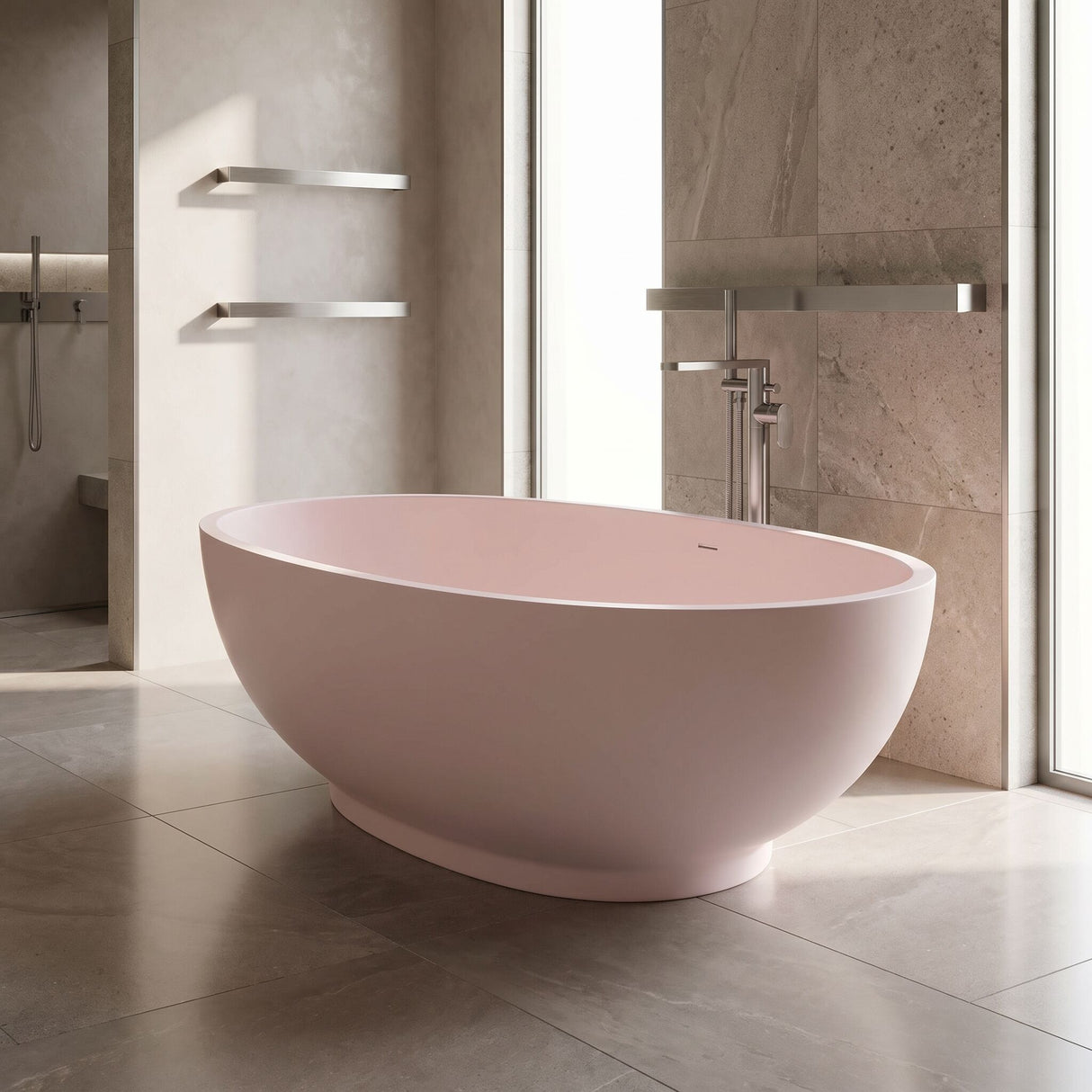 [BBB062RB] Rodsley Contemporary Oval Freestanding Bath, 1645 x 845mm, Choice of Colour - Lifestyle 1
