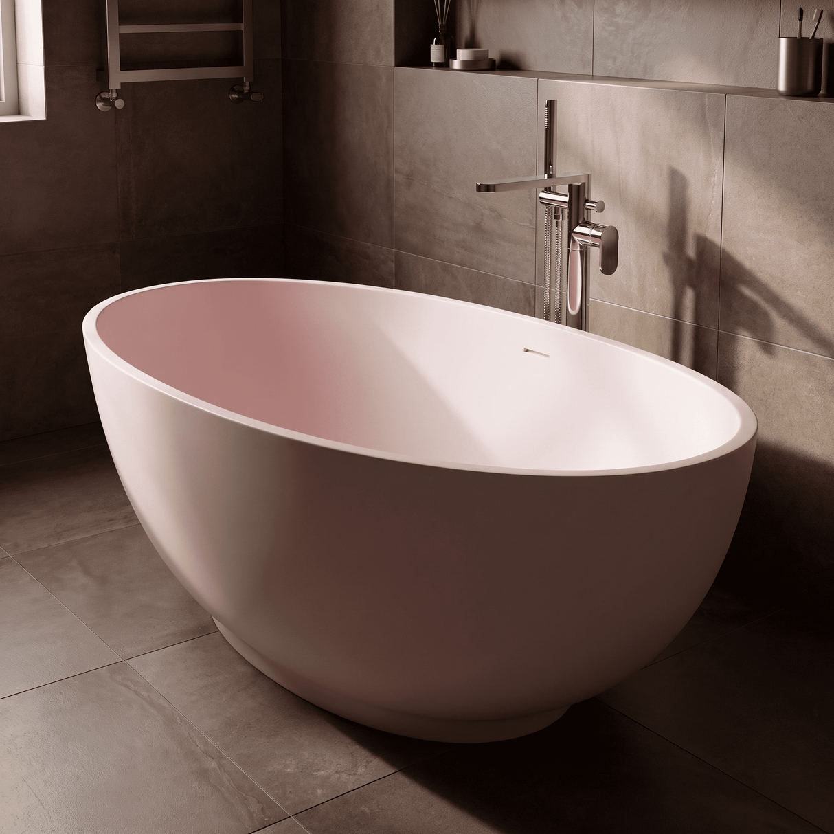 [BBB062RB] Rodsley Contemporary Oval Freestanding Bath, 1645 x 845mm, Choice of Colour - Lifestyle 2