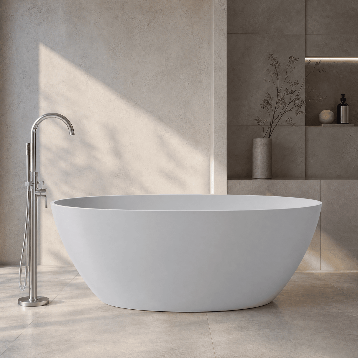 [BBB070PG] Hednesford Oval Freestanding Bath, 1510 x 810mm, Choice of Colour - Lifestyle 1