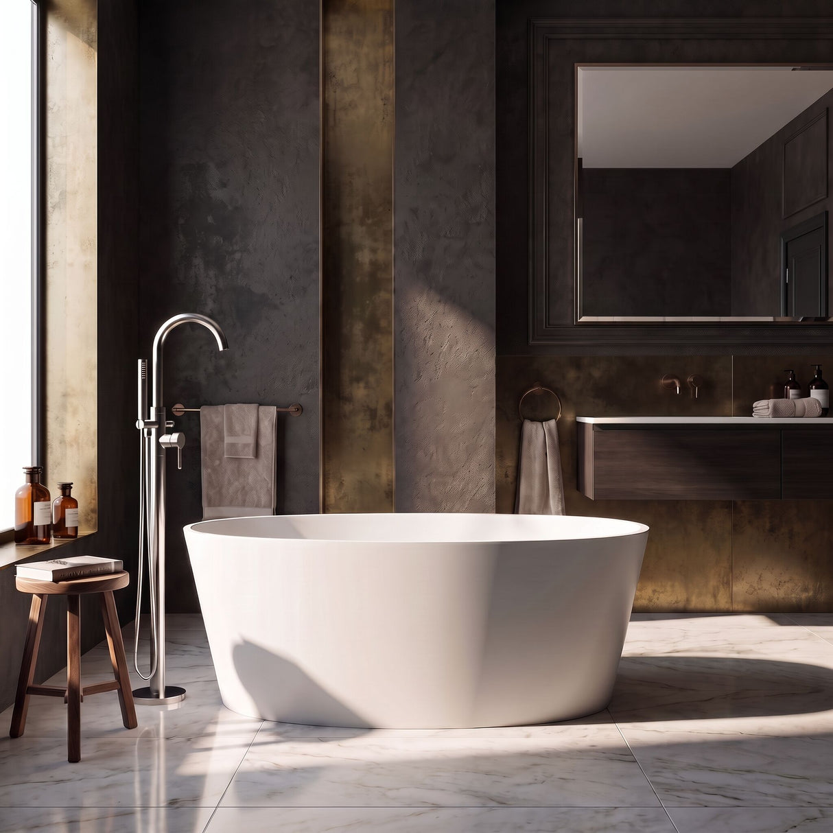 [BBB073PG] Kingswinford Modern Freestanding Bath, 1510 x 710mm, Choice of Colour - Lifestyle 1