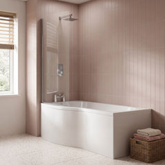 [BBBB1585L] Balterley Modern B Shape Right Hand Shower Bath Tub with Leg Set, 1500mm - White - Lifestyle 2
