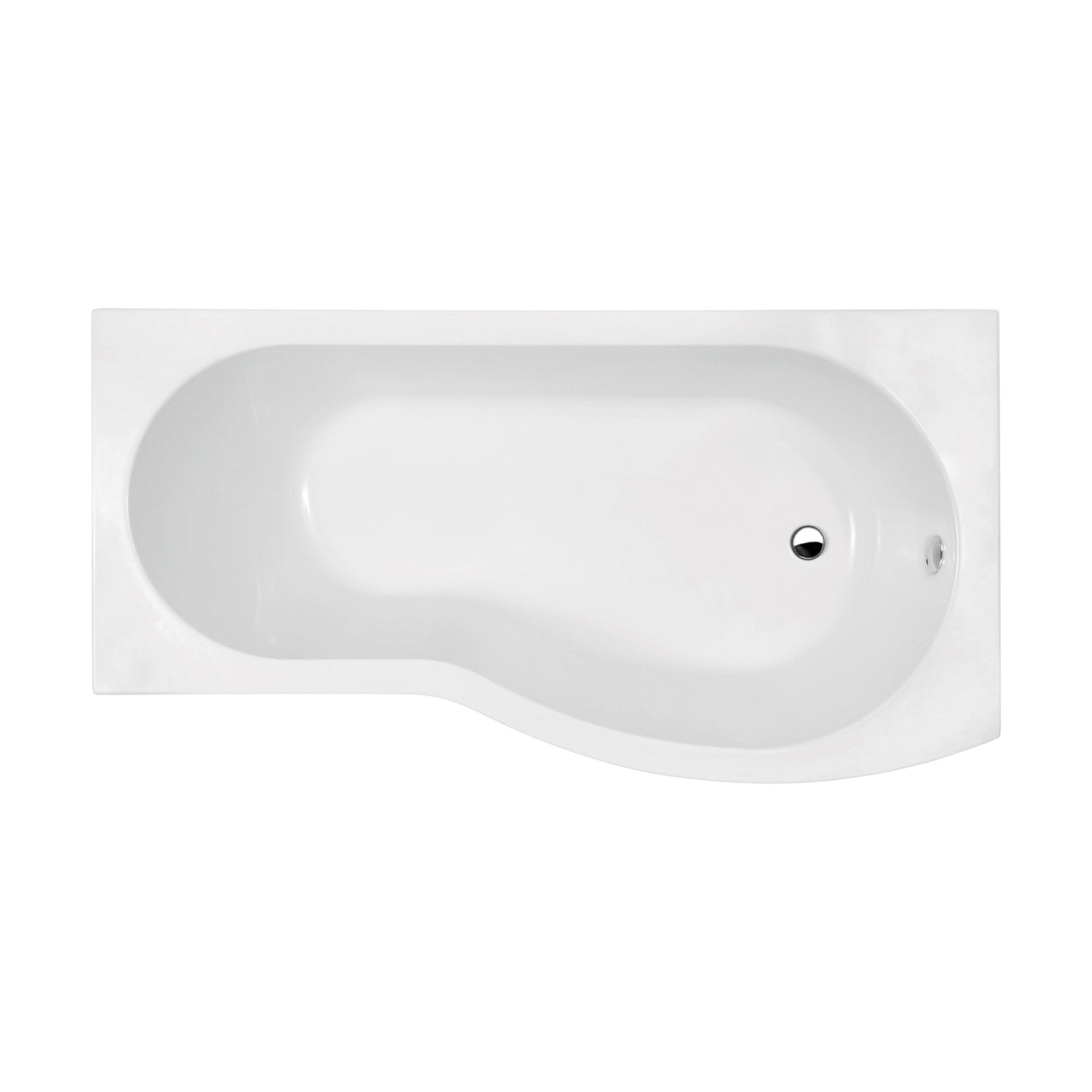 [BBBB1585R] Balterley Modern B Shape Right Hand Shower Bath Tub with Leg Set, 1500mm - White - Cutout