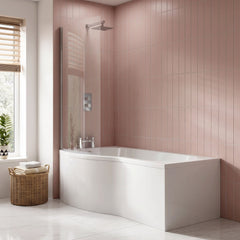 [BBBB1785L] Balterley Modern B Shape Right Hand Shower Bath Tub with Leg Set, 1500mm - White - Lifestyle 2