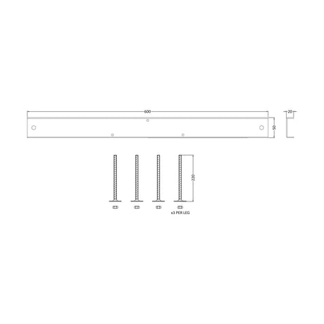 [BBBLN001] Leg Set - Technical Drawing