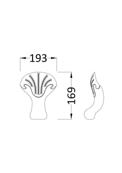 [BBBLT1C] Traditional Chrome Freestanding Bath Leg Set, Choice of Style - Technical Drawing