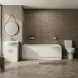 [BBBZ003] 1700mm Bathroom Suite with Round Single Ended Bath Tub, Front Panel, 550mm Vanity Basin Unit and Toilet and Seat - Gloss White - Silo