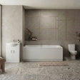 [BBBZ004] 1700mm Bathroom Suite with Square Single Ended Bath Tub, Front Panel, 550mm Vanity Basin Unit and Toilet and Seat - Gloss White - Silo