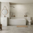 [BBBZ005] 1700mm Bathroom Suite with Round Single Ended Bath Tub, Front Panel, 500mm Vanity Basin Unit and Toilet and Seat - Gloss White - Silo