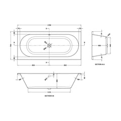 [BBDE010] Round Double Ended Eternalite Bath with Leg Set, Choice of Size - Technical Drawing