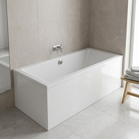 [BBDE210] Balterley Modern Double Ended Straight Shower Bath, 1700mm x 700mm (Tap, Waste and Panel Not Included) - White - Silo
