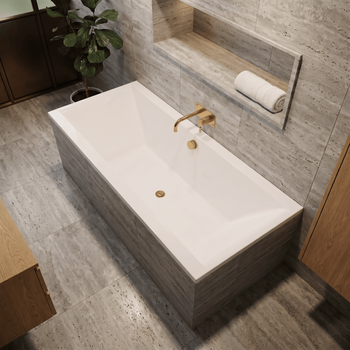 [BBDE214] Balterley Modern Double Ended Straight Shower Bath, 1700mm x 700mm (Tap, Waste and Panel Not Included) - White - Lifestyle 1