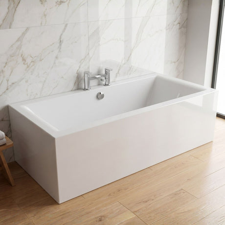 [BBDE214] Balterley Modern Double Ended Straight Shower Bath, 1700mm x 700mm (Tap, Waste and Panel Not Included) - White - Silo