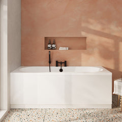 [BBDE509] Balterley Modern Double Ended Straight Shower Bath with Leg Set, 1700mm x 700mm (Tap, Waste and Panel Not Included) - White - Lifestyle 1