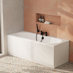 [BBDE509] Balterley Modern Double Ended Straight Shower Bath with Leg Set, 1700mm x 700mm (Tap, Waste and Panel Not Included) - White - Lifestyle 3