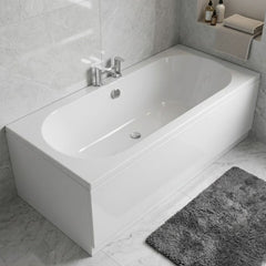 [BBDE509] Balterley Modern Double Ended Straight Shower Bath with Leg Set, 1700mm x 700mm (Tap, Waste and Panel Not Included) - White - Silo