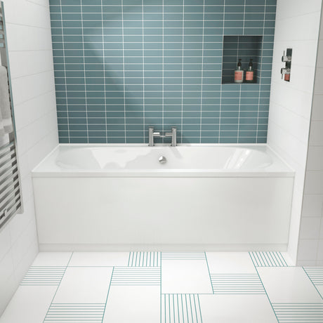 [BBDE510] Balterley Modern Double Ended Straight Shower Bath with Leg Set, 1700mm x 750mm (Tap, Waste and Panel Not Included) - White - Lifestyle 1