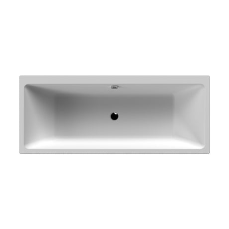 [BBDE914] Balterley Modern Square Thin Edge Double Ended Straight Shower Bath with Leg Set, White, Choice of Size - Cutout