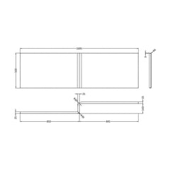 [BBEL17R] L Bath 1700x850x700 RH - Technical Drawing