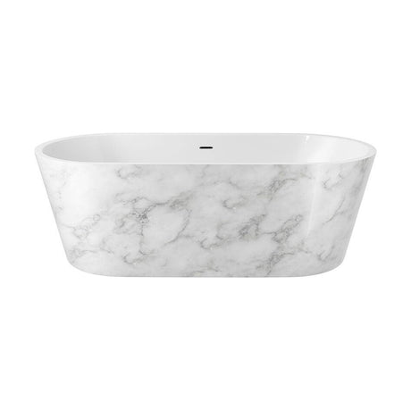 [BBFS102WM] Modern Oval Freestanding Double Ended Bath, White Marble Finish - Choice of Size - Cutout