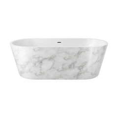 [BBFS103WM] Modern Oval Freestanding Double Ended Bath, White Marble Finish - Choice of Size - Cutout