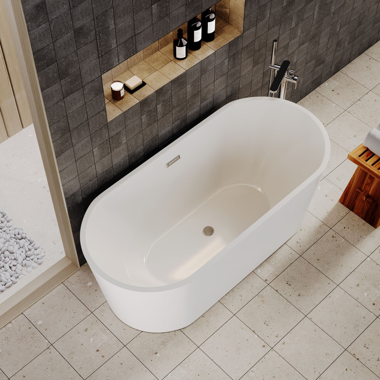 [BBFS150] Contemporary Oval Freestanding Double Ended Bath - Choice of Size - Lifestyle 2