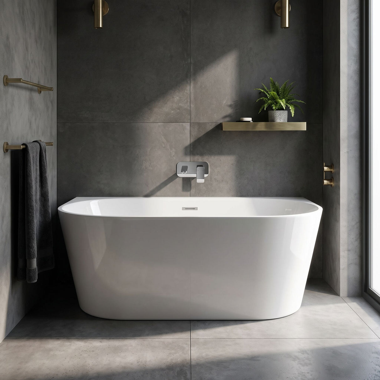 [BBFS155] Contemporary Back To Wall Freestanding Bath from Balterley - Modern Design in Multiple Sizes - Lifestyle 3