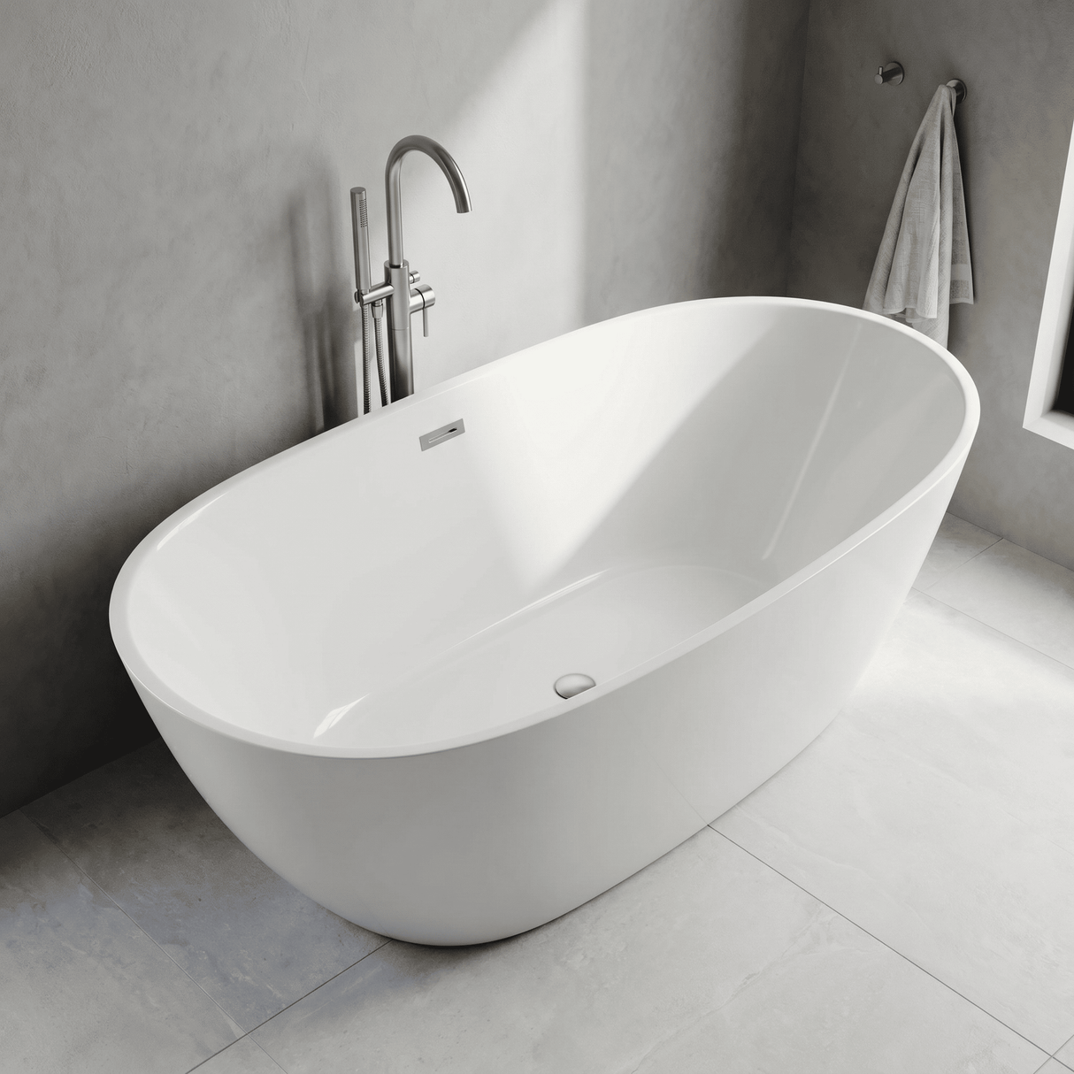 [BBFS159] Contemporary Oval Freestanding Bath with Waste, Double Ended - Choice of Size - Lifestyle 2