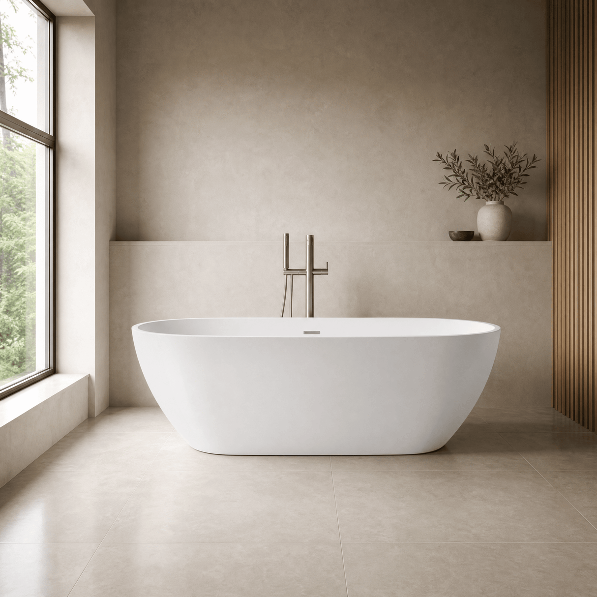 [BBFS159] Contemporary Oval Freestanding Bath with Waste, Double Ended - Choice of Size - Lifestyle 3
