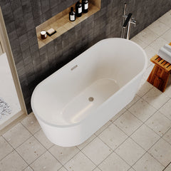 [BBFS160] Contemporary Rounded Rectangular Freestanding Bath with Waste - Choice of Size - Lifestyle 2