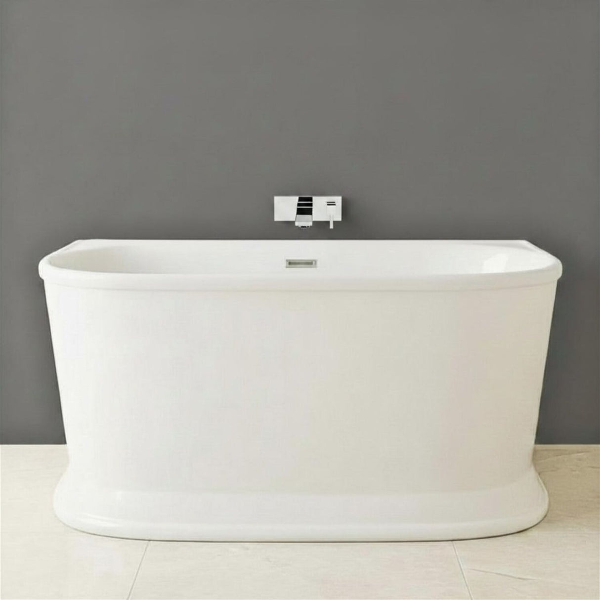 [BBFS168] Contemporary Back To Wall Freestanding Bath, Modern Double Ended Design - Choice of Size - Silo