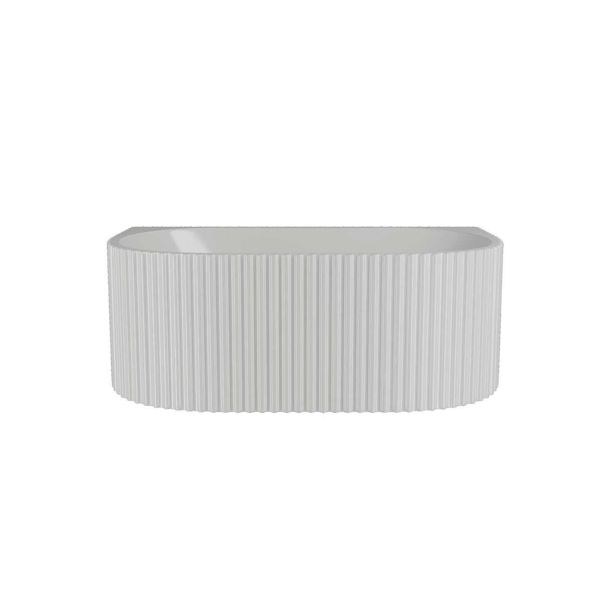 [BBFS174] Contemporary Back To Wall Freestanding Bath with Ribbed Design - Choice of Size - Cutout