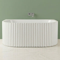 [BBFS174] Contemporary Back To Wall Freestanding Bath with Ribbed Design - Choice of Size - Silo