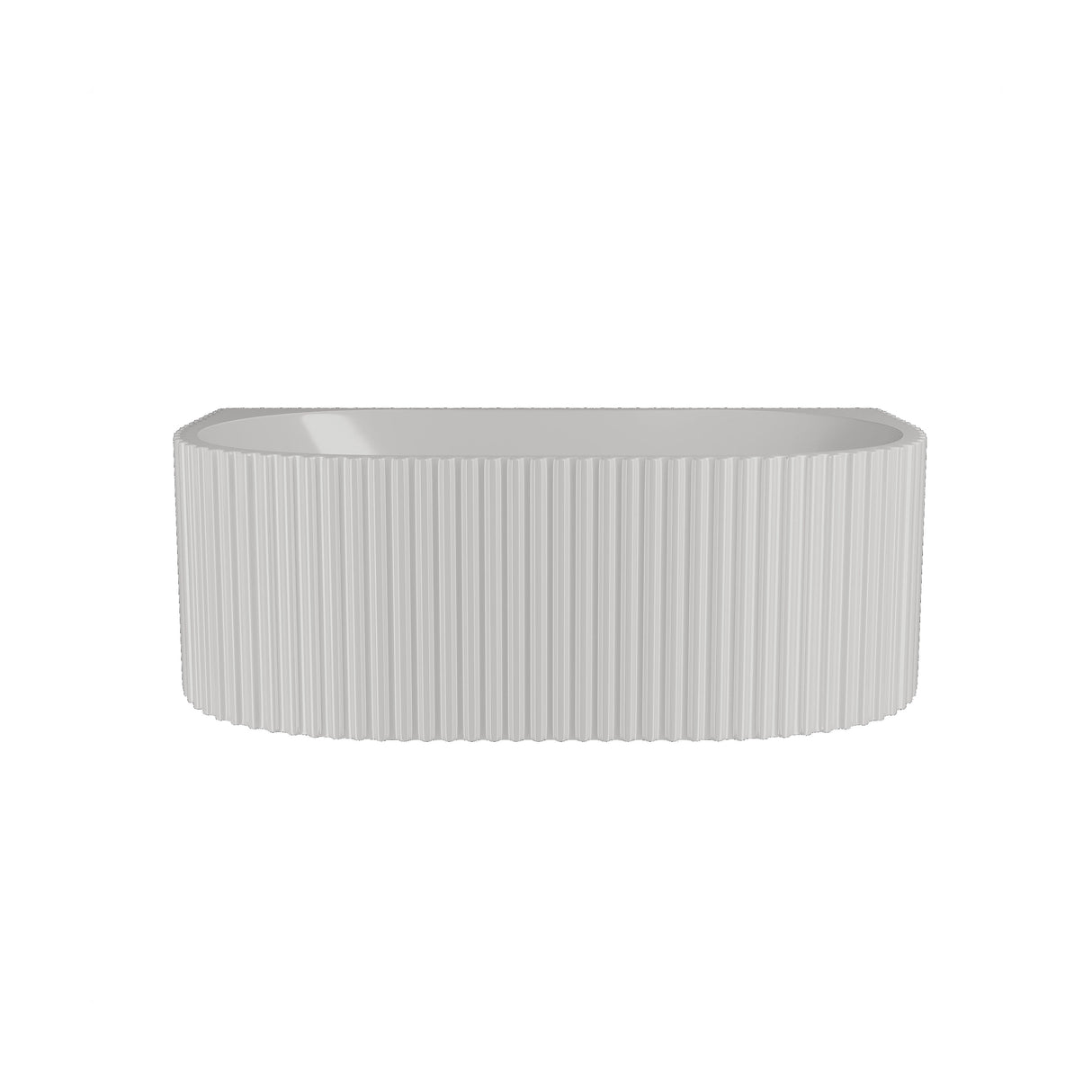 [BBFS175] Contemporary Back To Wall Freestanding Bath with Ribbed Design - Choice of Size - Cutout