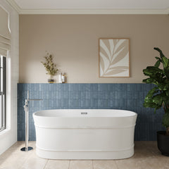 [BBFS177] Contemporary Elegant Oval Freestanding Modern Double Ended Bath with Layered Rim Design - Choice of Size - Lifestyle 1