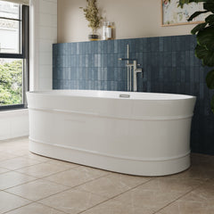 [BBFS177] Contemporary Elegant Oval Freestanding Modern Double Ended Bath with Layered Rim Design - Choice of Size - Lifestyle 3