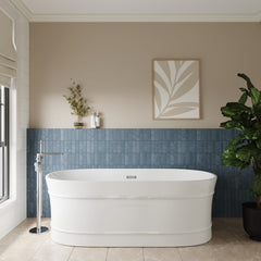 [BBFS178] Contemporary Elegant Oval Freestanding Modern Double Ended Bath with Layered Rim Design - Choice of Size - Lifestyle 1