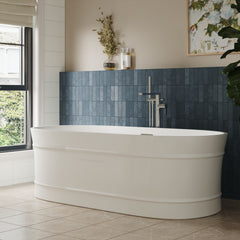 [BBFS178] Contemporary Elegant Oval Freestanding Modern Double Ended Bath with Layered Rim Design - Choice of Size - Lifestyle 2