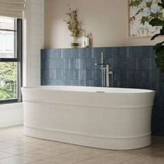 [BBFS178] Contemporary Elegant Oval Freestanding Modern Double Ended Bath with Layered Rim Design - Choice of Size - Lifestyle 3