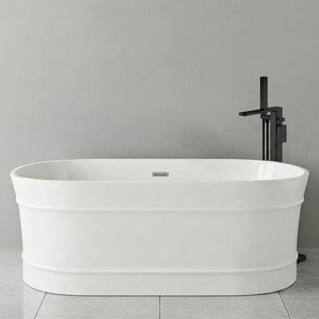 [BBFS178] Contemporary Elegant Oval Freestanding Modern Double Ended Bath with Layered Rim Design - Choice of Size - Silo