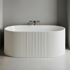 [BBFS179] Contemporary Curved Freestanding Bath, Modern Ribbed Design - Choice of Size - Silo